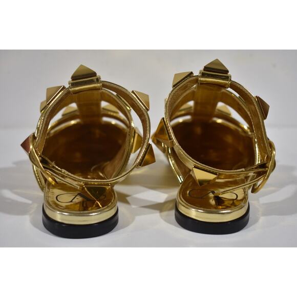 Valentino Rockstud Gold Pyramid Stud Pointed Ankle Strap Ballerina Flat 36.5 - Picture 11 of 12